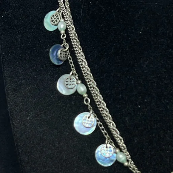 Lia Sophia Triple Strand Silver Tone And Mop Necklace (4269) - Picture 2 of 8